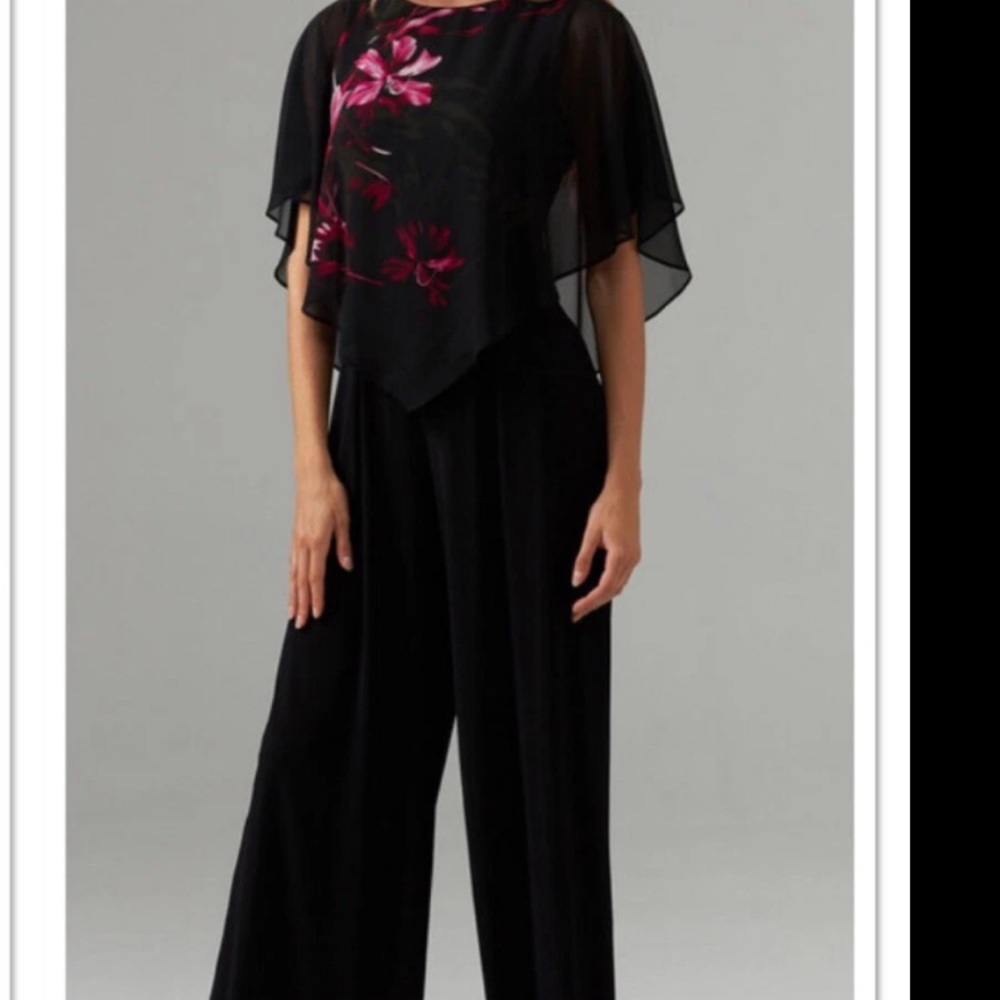 Joseph Ribkoff Black Floral Jumpsuit Usa 16